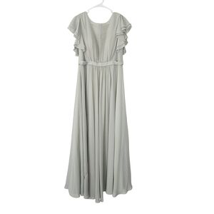 Azazie Maternity Dusty Sage Ruffle Sleeve Maxi Dress Size A14